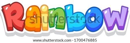 Font design for word rainbow in rainbow color illustration