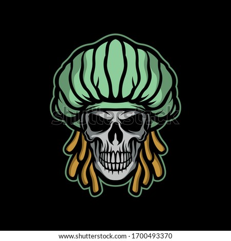 happy skull with dreadlocks for commercial use
