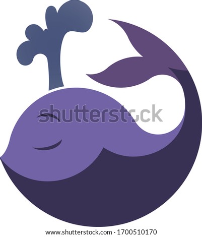 vector drawing of a lilac whale
