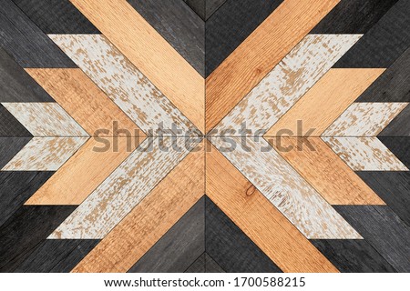 Wooden boards texture. Vintage wooden wall with chevron pattern.