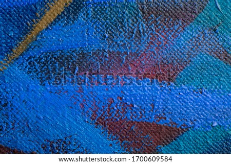abstract macro photo of a small part of an oil painting on canvas with large, wide, bold brush strokes