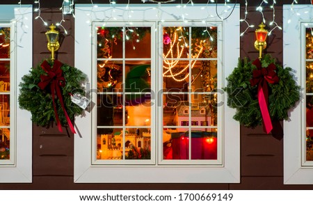 Santa House Christmas decorations in Bay City, MI. Royalty-Free Stock Photo #1700669149