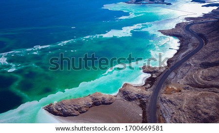 Aerial View to the Blue Salty Lake, Djibouti