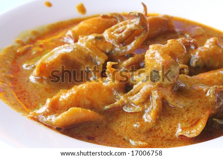 picture of a typical indian squid curry
