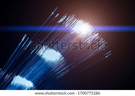 blue light fiber optic, high speed technology of digital telecommunication high speed communication medium.