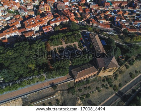 Aerial view in Benavente, village of . Zamora,Spain. Drone photo