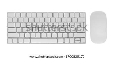 isolated keyboard, mouse on white background with clipping path