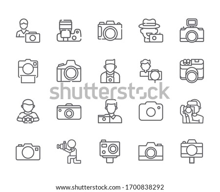 Set of Саmera Related Vector Line Icons. Includes such Icons as photographer, focus, snapshot, picture and more. - vector Royalty-Free Stock Photo #1700838292