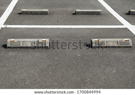 Tire stopping block of the parking lot of the day when it was fine                              