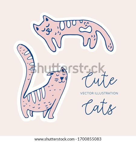 Cat doodle Vector illustration. Design for stikers, poster, social media post.