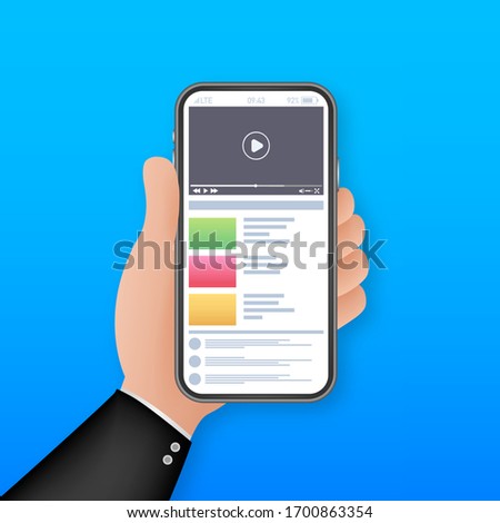 Website video smartphone. Web banner. Education background. Social network like icon. Marketing network. Website video smartphone for web marketing design.