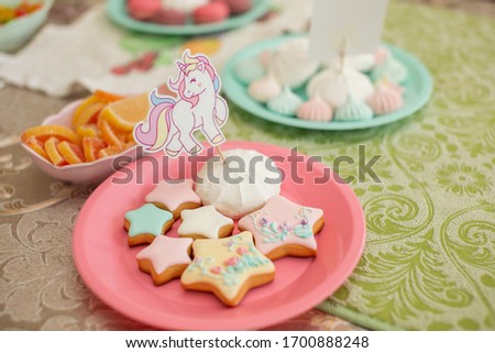 cookies or gingerbread festive unicorns for a birthday for a little girl