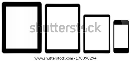 Black Business Tablets And Smart Phone In iPad And iPhone Style Isolated On White