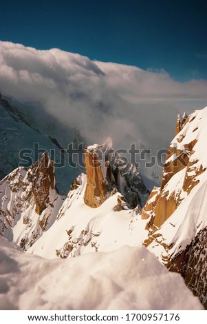 Views from Chamonix mon blanc. Mountain peaks. 