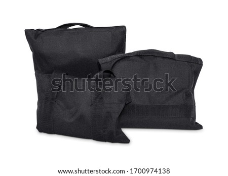 Sand Bags Saddlebag Design. Photography Studio Sandbags for Photographic Equipment Ballast Lighting Stands Boom Umbrellas Boom Arms. Clipping Work Path Included in JPEG Isolated on White Background