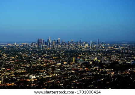 The city view of Los Angeles from the observatory in Griffith Park.
