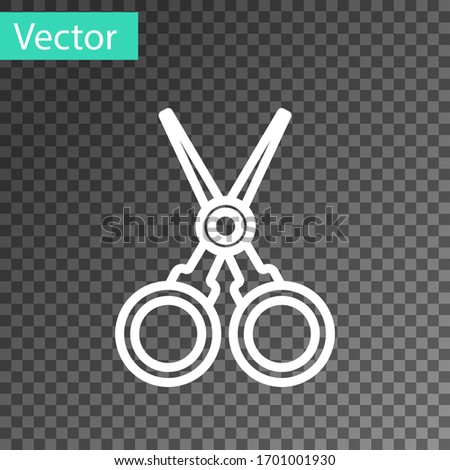 White line Scissors hairdresser icon isolated on transparent background. Hairdresser, fashion salon and barber sign. Barbershop symbol. Vector Illustration