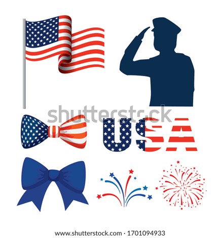 set icons of happy memorial day vector illustration design