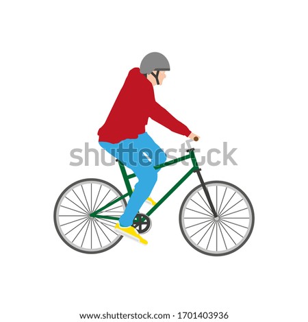 man on bicycle on white background, vector