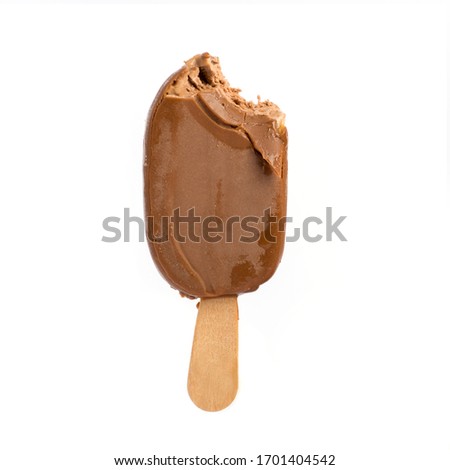 chocolate ice cream on a stick isolated on white background