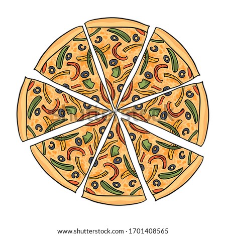 Pizza vector illustration. Hand drawn beautiful food illustration. 