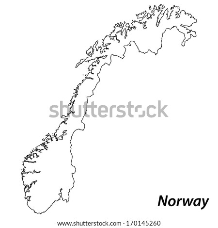 High detailed vector map with contour - Norway 