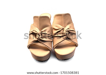 close up of brown high heels isolated on white background. Object with clipping path