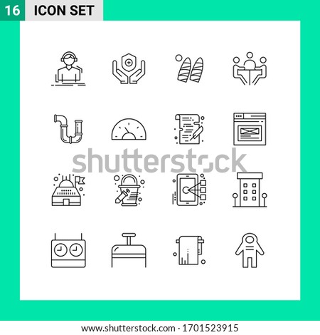 16 Universal Outlines Set for Web and Mobile Applications meeting; conference; handcare; businessman; sports Editable Vector Design Elements
