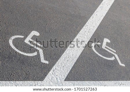 road markings, road signs parking reserved for the disabled