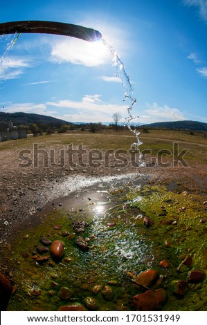 soft water on a background of blue sky
