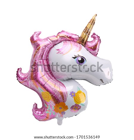 pink Unicorn balloon celebration on white background
