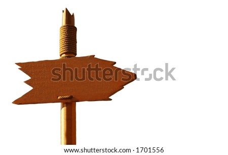 Handmade Wooden Signpost Isolated On White (clipping path included)