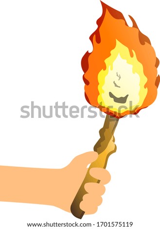 hold a torch isolated vector illustration.