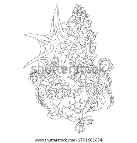 The spirit of water. Mermaid. Coloring pages.