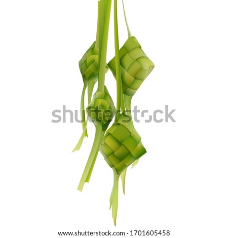 Ketupat or Rice Dumpling for Eid Al-Fitr.Vector Illustration.