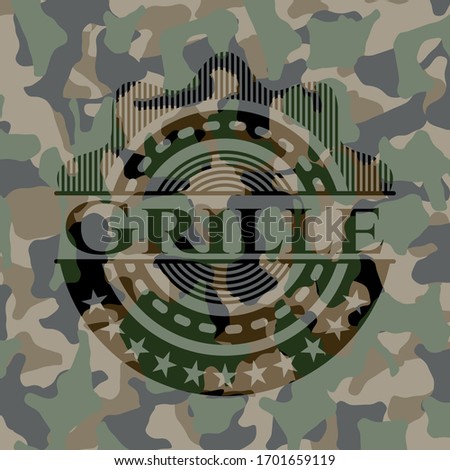 Grille on camouflaged pattern. Vector Illustration. Detailed.