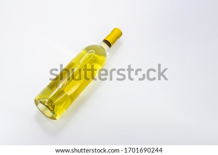 Bottle of white wine on isolated white background.Can be use for your design.High resolution photo.