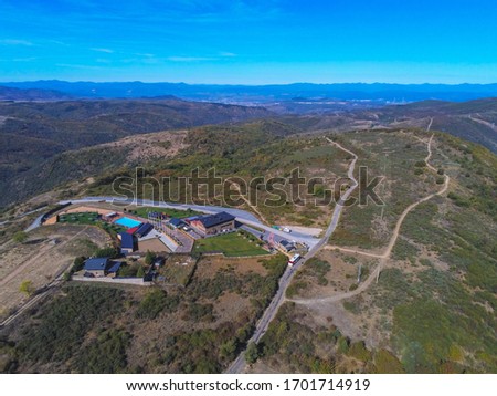 Aerial view in El Acebo de San Miguel. Leon, Spain. Camino de Santiago route. Drone Photo