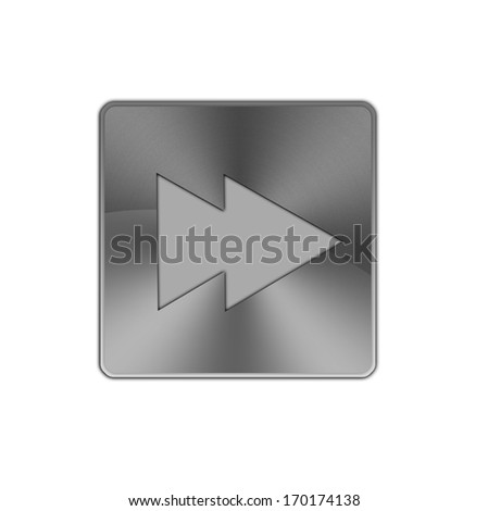 Shiny metal Fast forward button icon isolated on white background.
