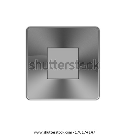 Shiny metal Stop button icon isolated on white background.