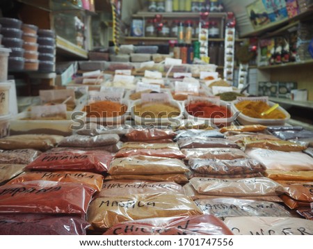 this picture was taken on october 1st 2019 in Israel in the big market of Jerusalem. these colorful spices represent the folklore and the life, the handicraft and the authenticity of a city in constan