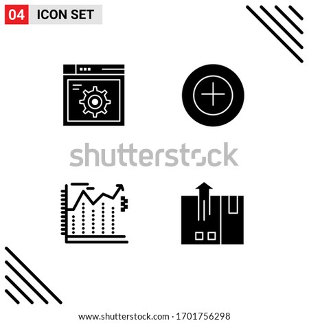 Stock Vector Icon Pack of 4 Line Signs and Symbols for web; business; internet; plus; barcode Editable Vector Design Elements