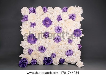 Party flower decoration banner with white and violet roses