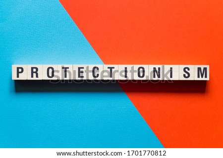 Protectionism word concept on cubes Royalty-Free Stock Photo #1701770812