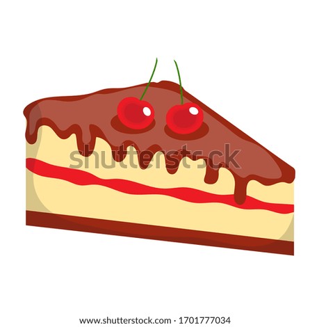 Cheesecake, cake icon, flat, cartoon style.Isolated on white background. illustration, clip-art.