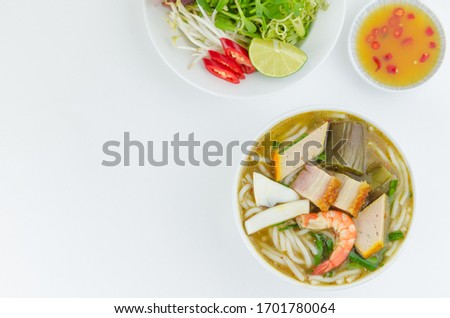 Bun Mam - A Vietnamese fermented fish noodles soup. The broth is made from fermented fish. It's then cooked with noodles, eggplants, shrimps, squids & grilled pork. Typical dish of Mekong delta 