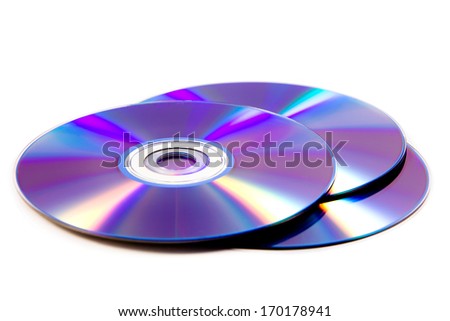stack of cd roms. CD & DVD disk on white background Royalty-Free Stock Photo #170178941
