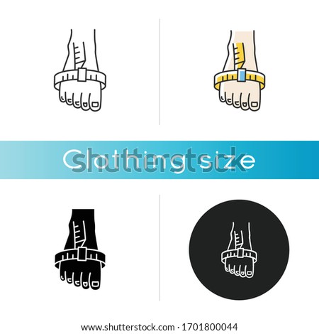 Foot joint circumference icon. Linear black and RGB color styles. Human foot height and width measurements. Body parameters specification for bespoke shoes. Isolated vector illustrations