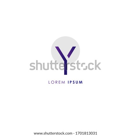 Initial letter Y logo vector design template with grey circle isolated on white background. Can be used for company logo or symbol
