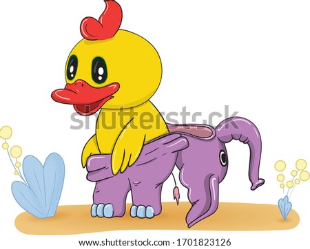 Duckling in a baby elephant costume